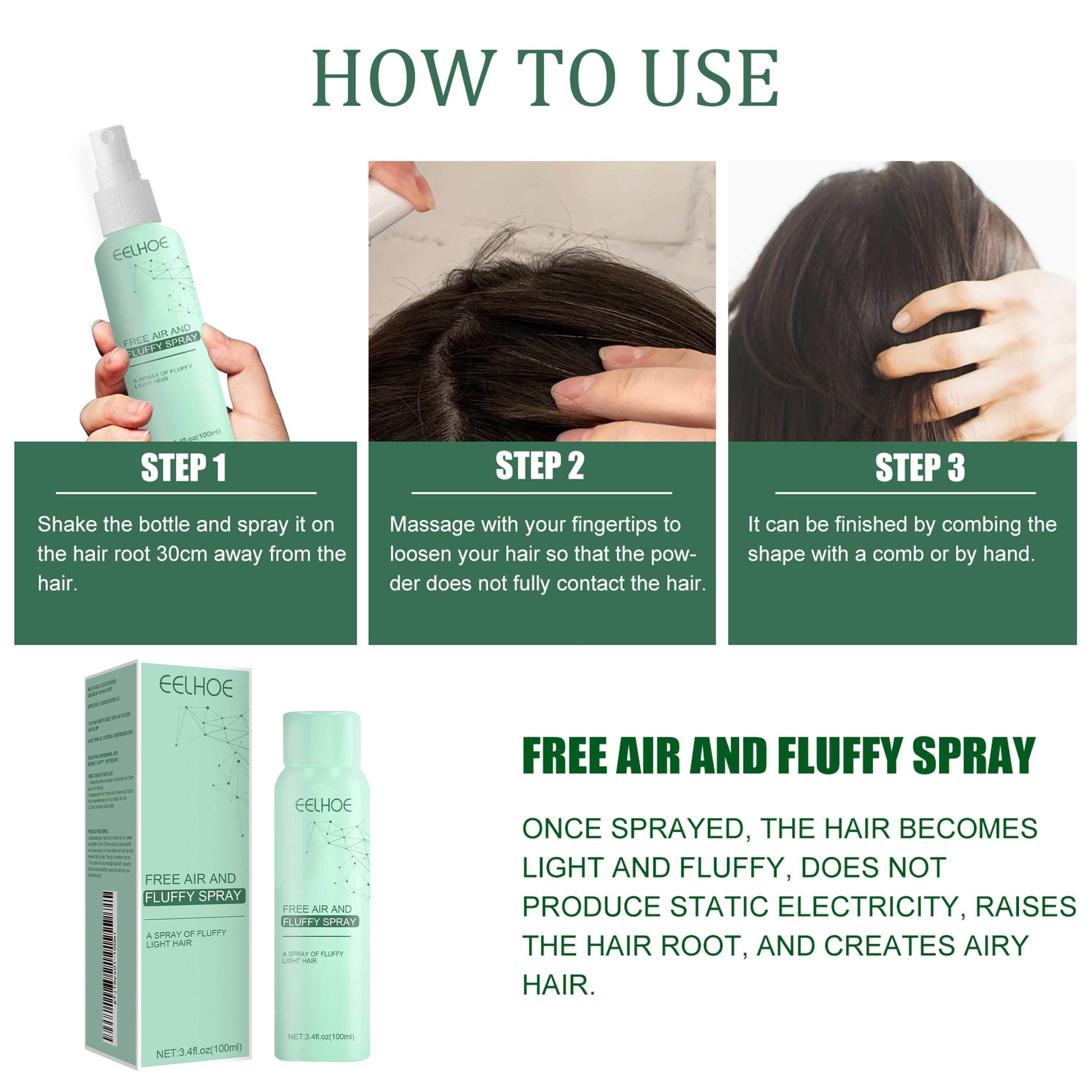 No-Wash Dry Hair Spray for Oily Hair - Instant Volume & Freshness